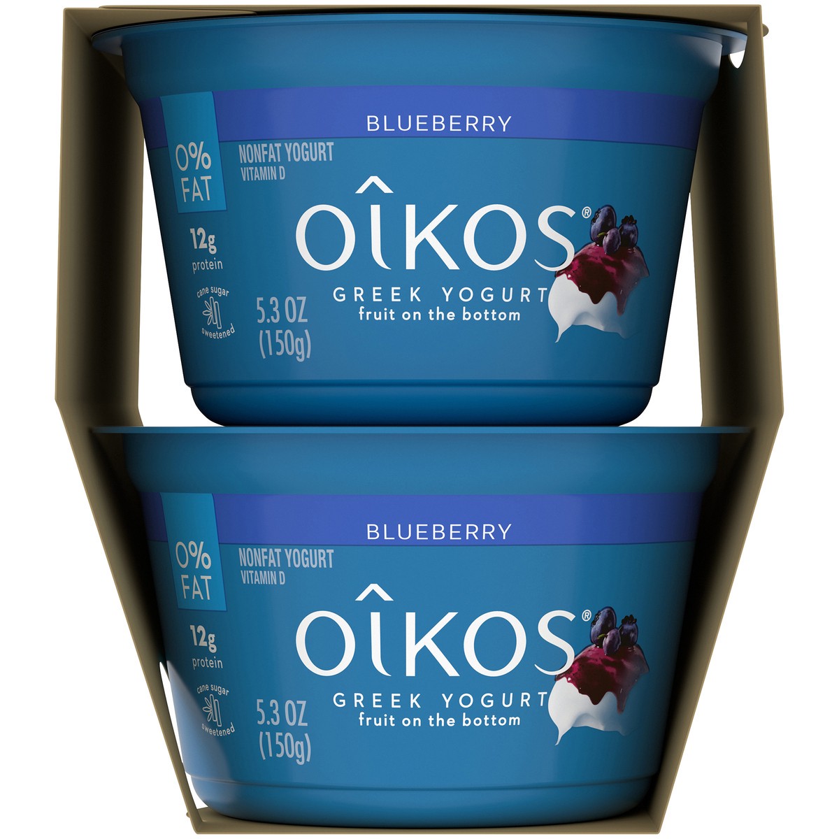 slide 2 of 8, Oikos Fruit on the Bottom Blueberry Yogurt, 5.3 Oz. Cups, 4 Count, 1.32 lb