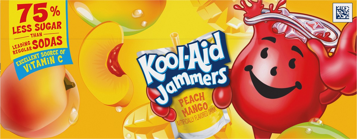 slide 7 of 13, Kool-Aid Jammers Peach Mango Flavored 0% Juice Drink, 10 ct Box, 6 fl oz Pouches, 60 fl oz