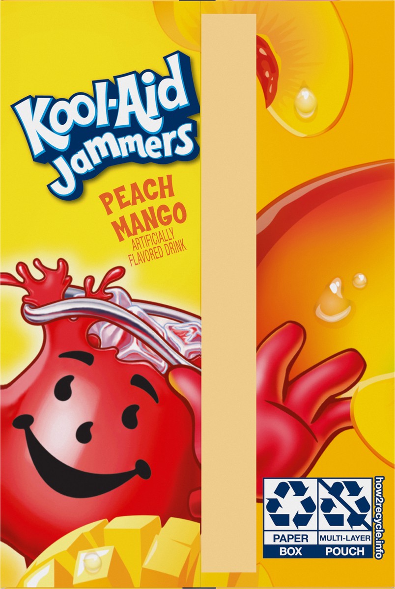 slide 13 of 13, Kool-Aid Jammers Peach Mango Flavored 0% Juice Drink, 10 ct Box, 6 fl oz Pouches, 60 fl oz