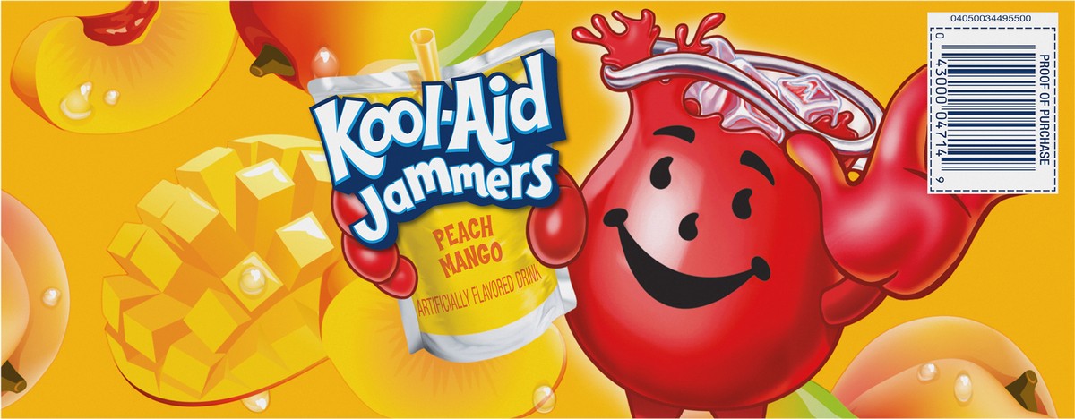 slide 8 of 13, Kool-Aid Jammers Peach Mango Flavored 0% Juice Drink, 10 ct Box, 6 fl oz Pouches, 60 fl oz