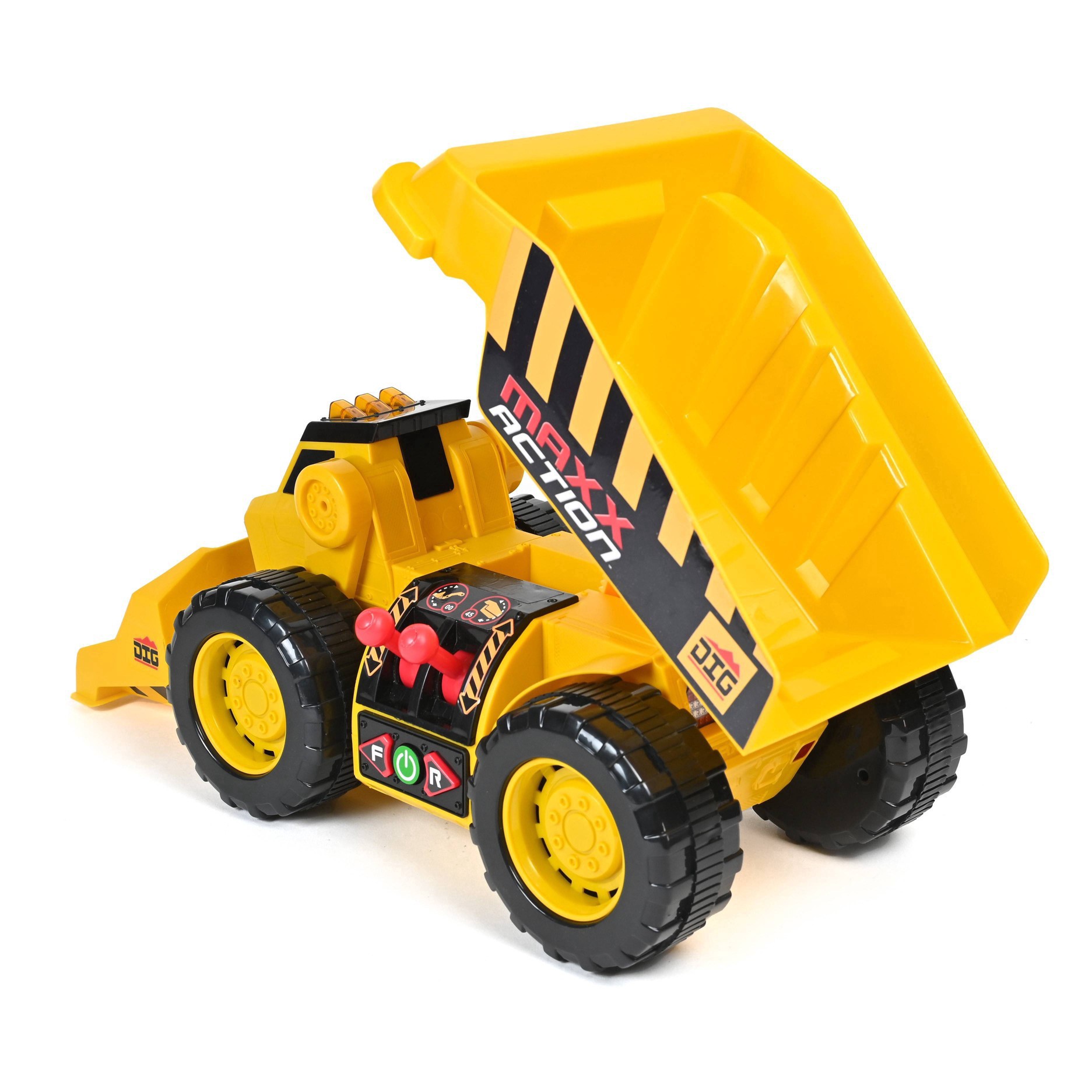 slide 14 of 31, Maxx Action 2-N-1 Dig Rig Dump Truck and Front End Loader Toy Vehicle, 1 ct