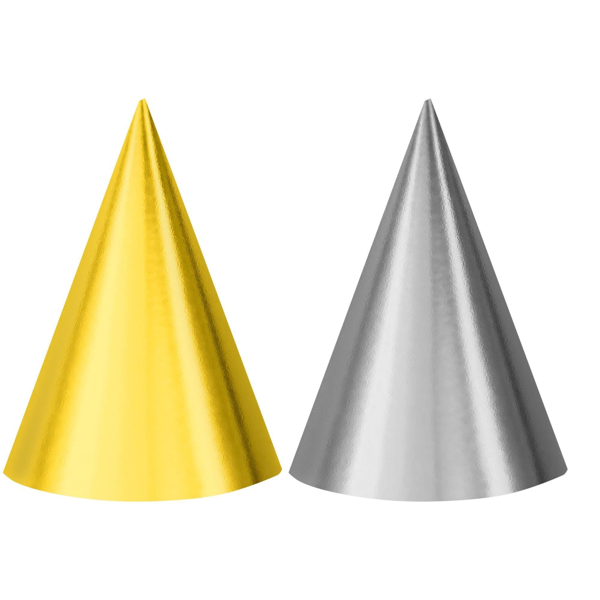 slide 1 of 1, Party City Metallic Gold & Silver Party Hats, 12 ct