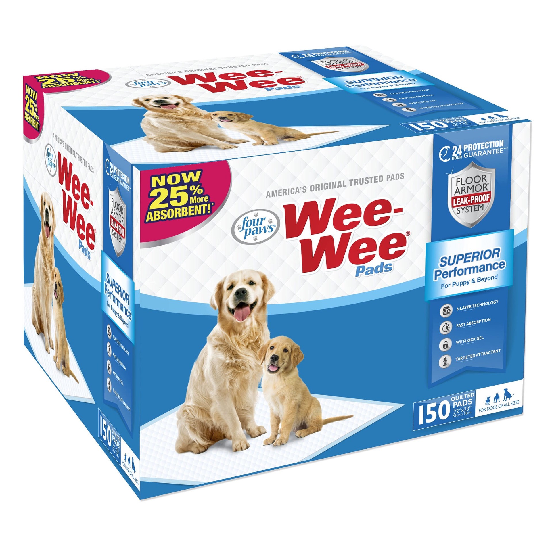 slide 1 of 1, Four Paws Wee-Wee Potty Pads, 150 ct