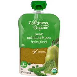 True Goodness Organic Pear, Spinach and Pea Baby Food Pouch