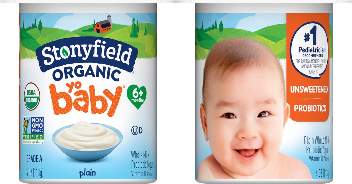 slide 7 of 9, Stonyfield Organic Yo Baby Whole Milk 6+ Months Plain Yogurt with Probiotics 6 - 4 oz Cups, 6 ct