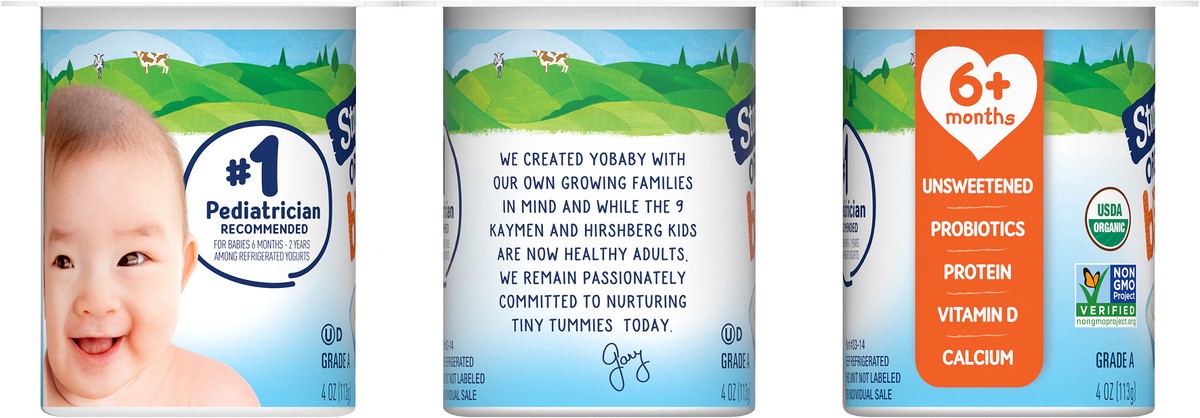 slide 9 of 9, Stonyfield Organic Yo Baby Whole Milk 6+ Months Plain Yogurt with Probiotics 6 - 4 oz Cups, 6 ct