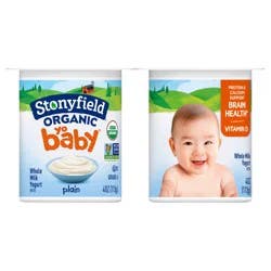 Stonyfield Organic Yo Baby Whole Milk 6+ Months Plain Yogurt with Probiotics 6 - 4 oz Cups