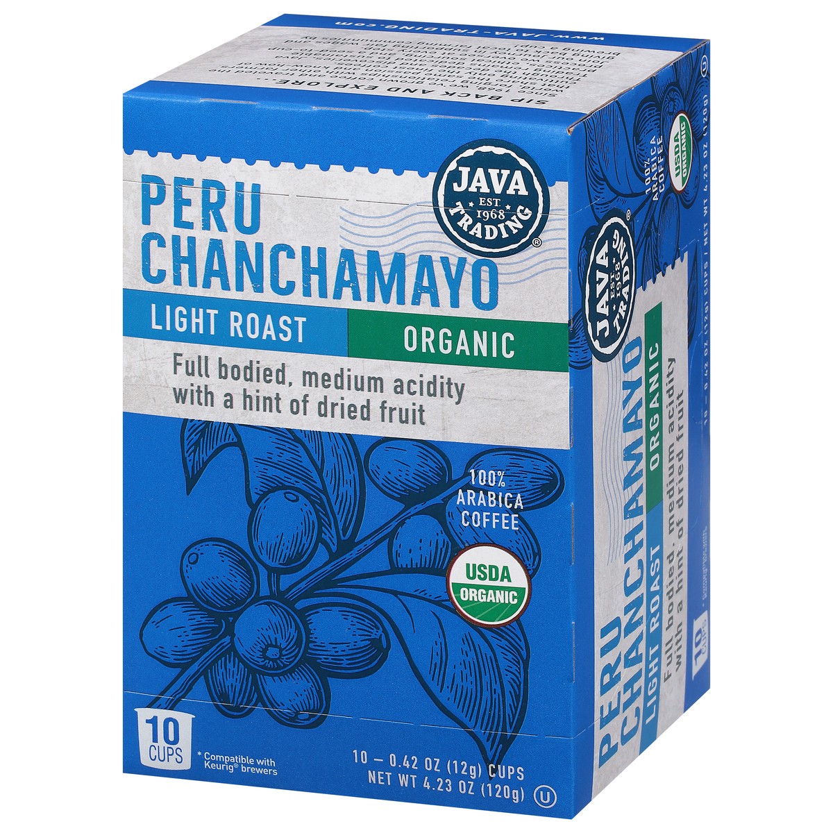 slide 2 of 14, Java Trading Cups Light Roast 100% Arabica Organic Peru Chanchamayo Coffee 10 - 0.42 oz Cups, 10 ct