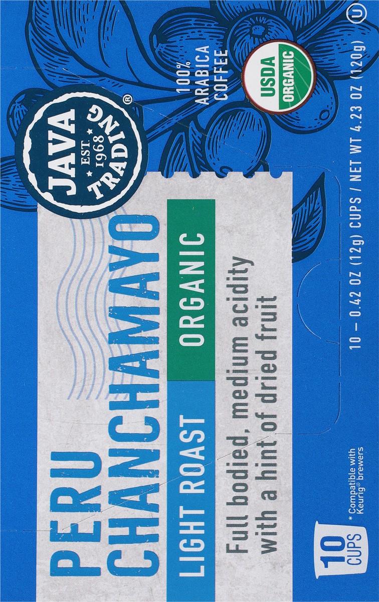 slide 13 of 14, Java Trading Cups Light Roast 100% Arabica Organic Peru Chanchamayo Coffee 10 - 0.42 oz Cups, 10 ct
