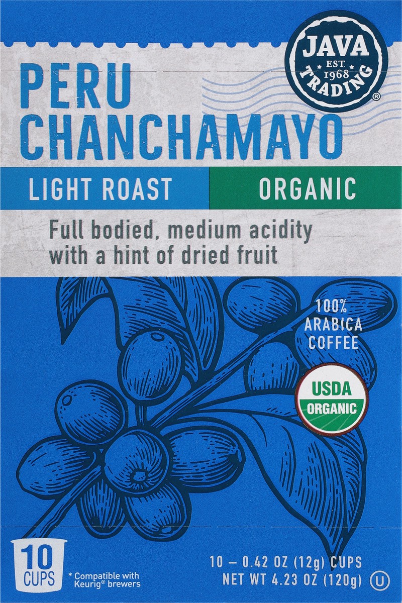 slide 6 of 14, Java Trading Cups Light Roast 100% Arabica Organic Peru Chanchamayo Coffee 10 - 0.42 oz Cups, 10 ct