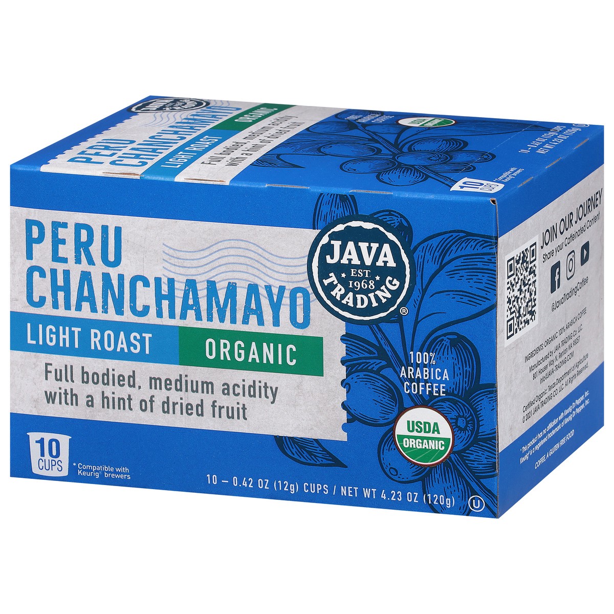 slide 8 of 14, Java Trading Cups Light Roast 100% Arabica Organic Peru Chanchamayo Coffee 10 - 0.42 oz Cups, 10 ct