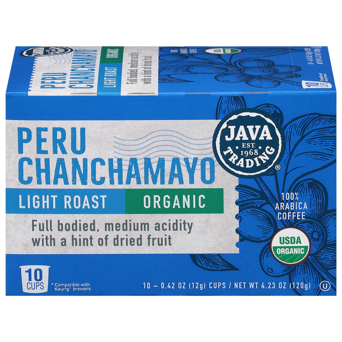 slide 9 of 14, Java Trading Cups Light Roast 100% Arabica Organic Peru Chanchamayo Coffee 10 - 0.42 oz Cups, 10 ct