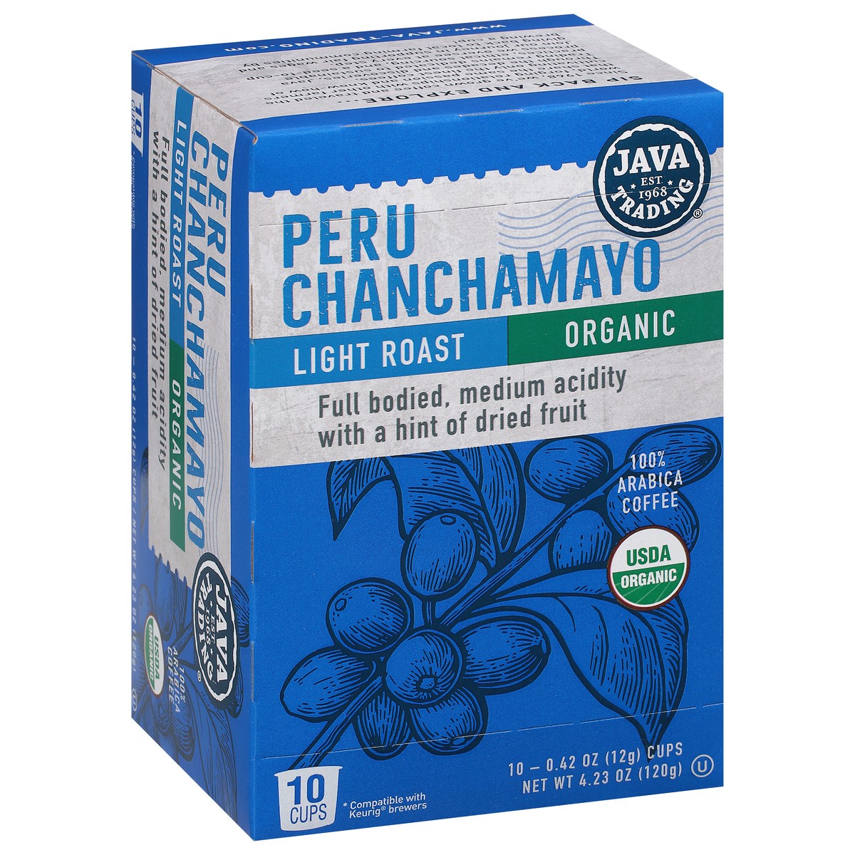 slide 11 of 14, Java Trading Cups Light Roast 100% Arabica Organic Peru Chanchamayo Coffee 10 - 0.42 oz Cups, 10 ct