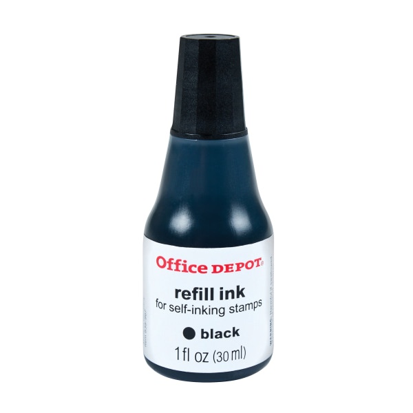 slide 1 of 1, Office Depot Brand Self-Inking Refill Ink, 1 Oz, Black, 1 ct