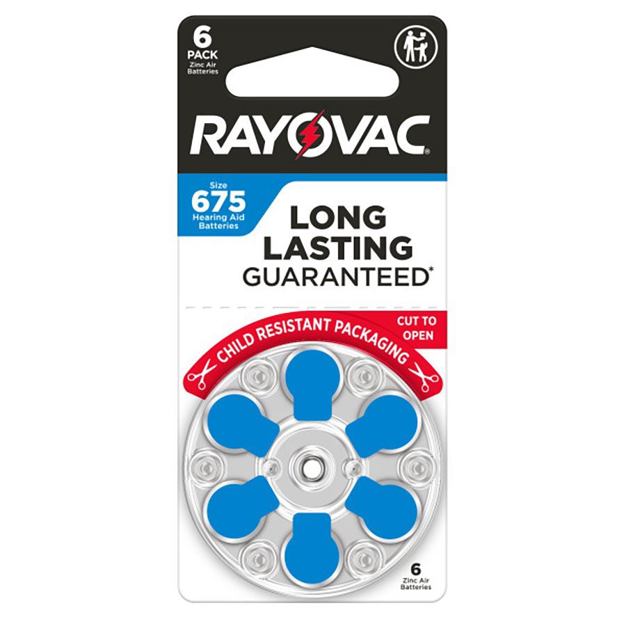 slide 1 of 1, Rayovac Size 675 Hearing Aid Batteries, 6 ct