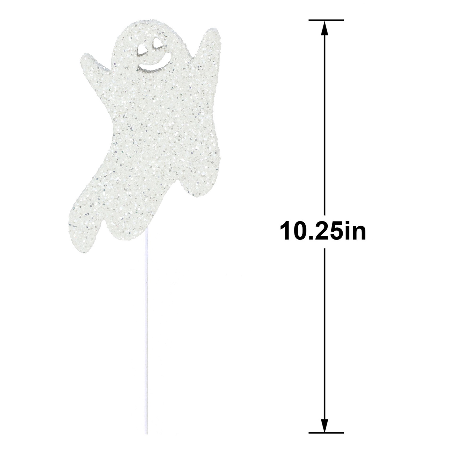 slide 3 of 3, 10.25" White Glitter Ghost Pick By Ashland, 10.25 in