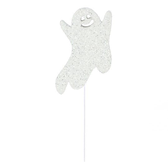 slide 1 of 3, 10.25" White Glitter Ghost Pick By Ashland, 10.25 in