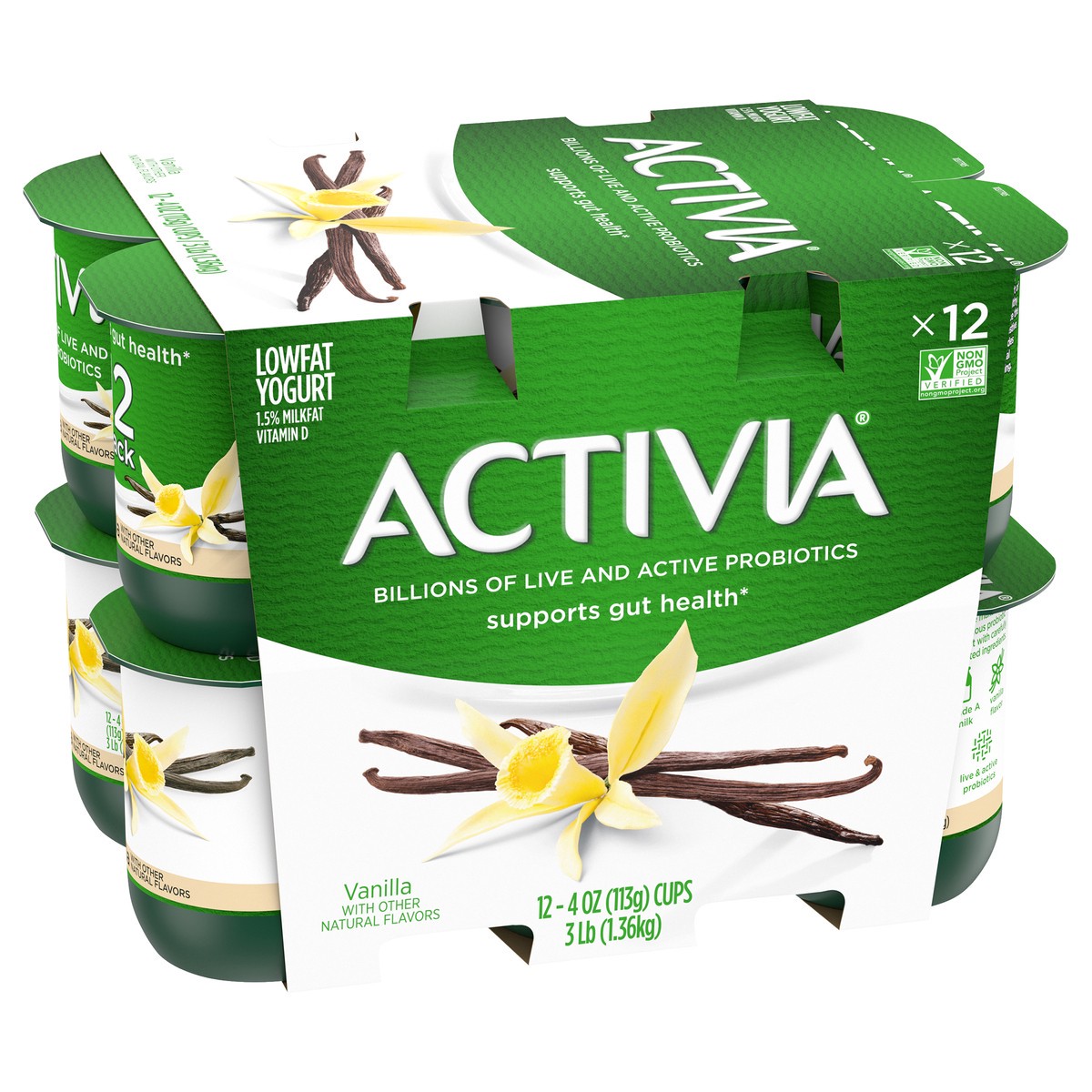 slide 10 of 11, Activia Probiotic Blended Lowfat Yogurt - Vanilla, 12 ct; 4 oz