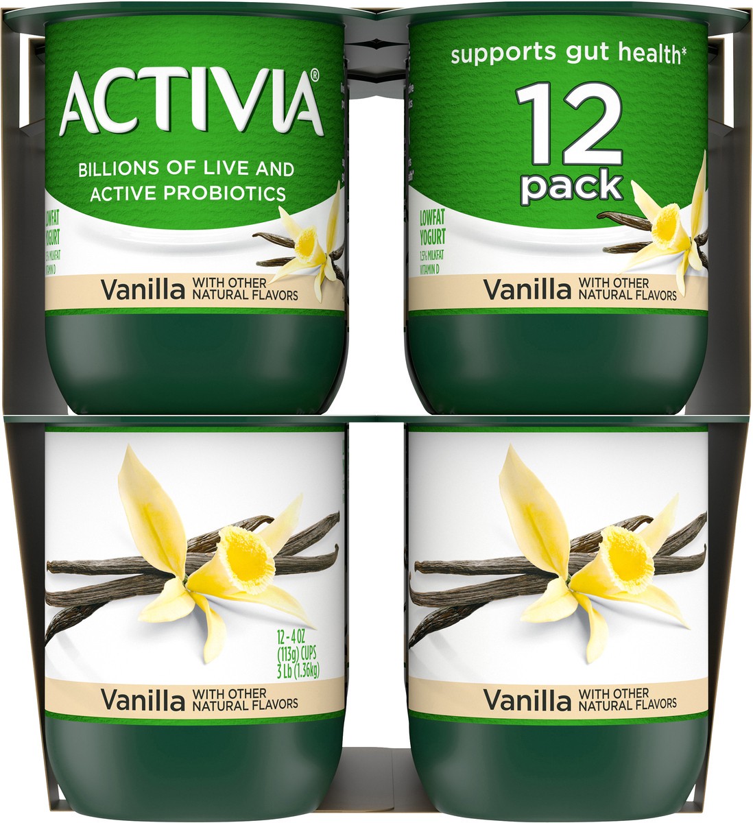 slide 11 of 11, Activia Probiotic Blended Lowfat Yogurt - Vanilla, 12 ct; 4 oz