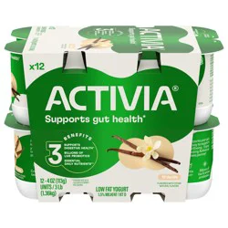 Activia Vanilla Probiotic Yogurt, Lowfat Yogurt Cups, 4 OZ, 12 CT