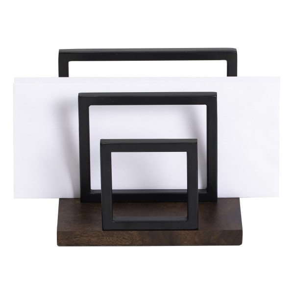 slide 3 of 7, Realspace Acadia Wood/Metal Letter Sorter, 6-1/4""H X 6-3/4""W X 5""D, Walnut/Black, 1 ct