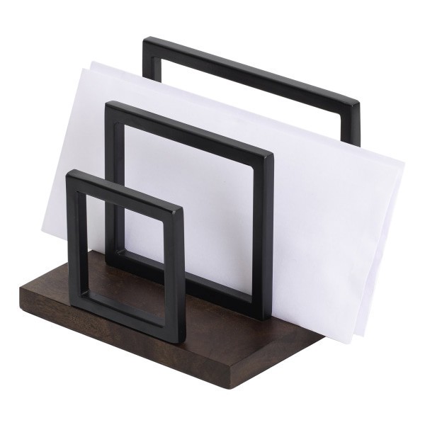 slide 5 of 7, Realspace Acadia Wood/Metal Letter Sorter, 6-1/4""H X 6-3/4""W X 5""D, Walnut/Black, 1 ct