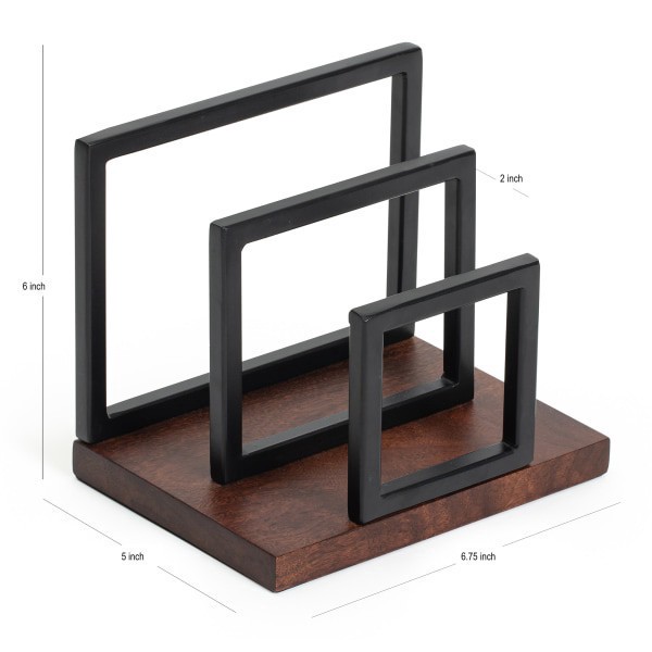 slide 4 of 7, Realspace Acadia Wood/Metal Letter Sorter, 6-1/4""H X 6-3/4""W X 5""D, Walnut/Black, 1 ct