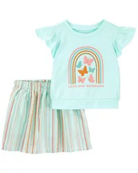 Carters Baby 2-Piece Butterfly Top & Skort Set Teal 24M