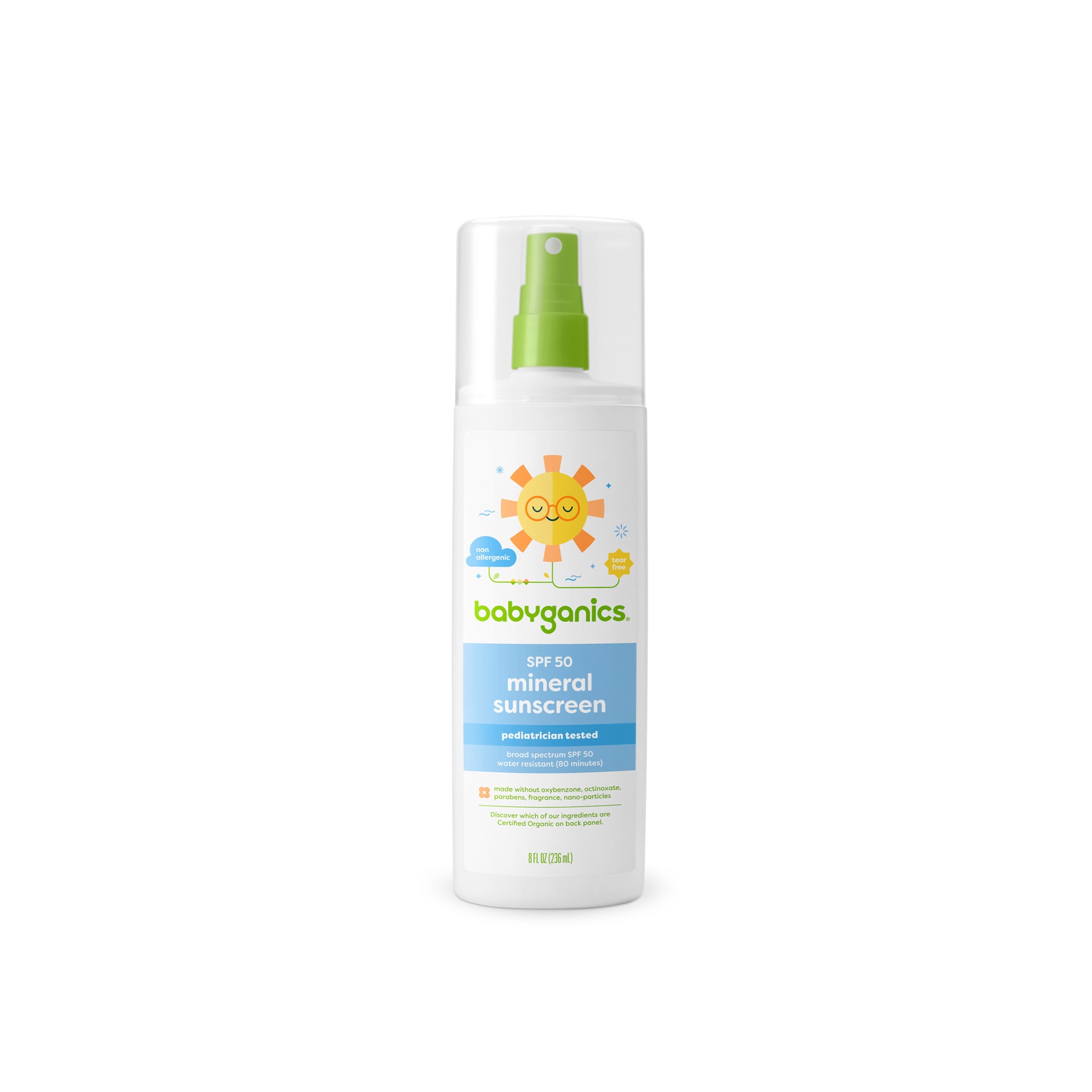 slide 1 of 3, Babyganics All-Mineral Sunscreen Spray 50 SPF, 8oz, Packaging May Vary, 8 fl oz