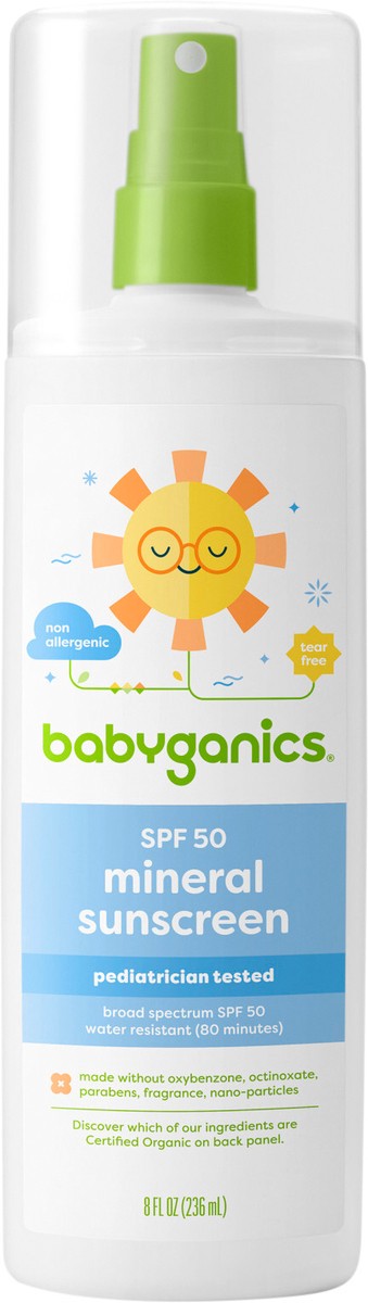 slide 3 of 3, Babyganics All-Mineral Sunscreen Spray 50 SPF, 8oz, Packaging May Vary, 8 fl oz