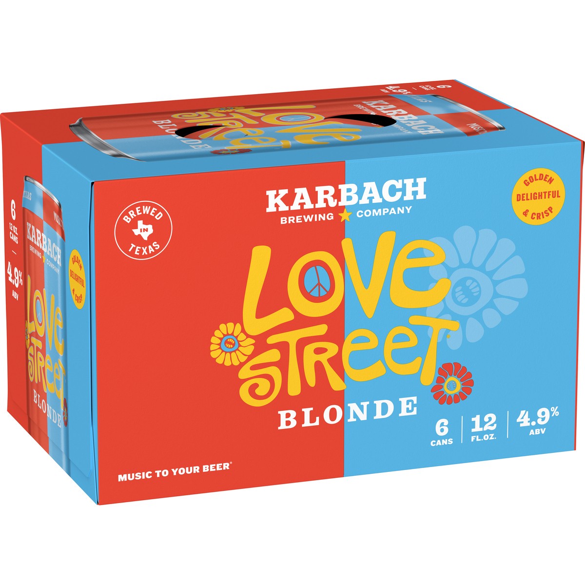 slide 1 of 8, Karbach Brewing Company Love Street Blonde, 6 Pack 12 fl. oz. Cans, 4.9% ABV, 6 ct; 12 fl oz