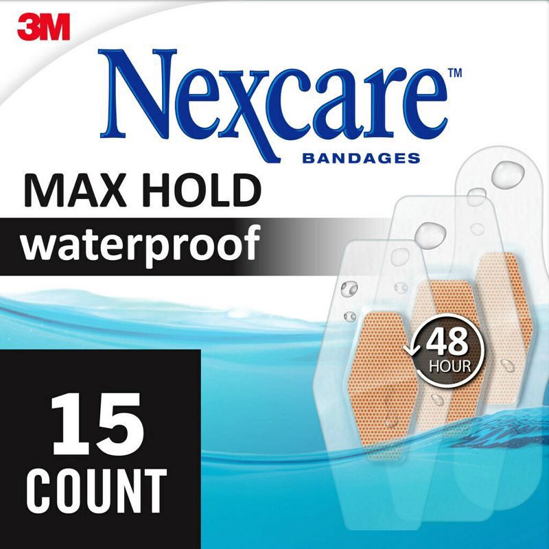 slide 7 of 10, Nexcare Max Hold Waterproof Assorted Bandages, 15 ct