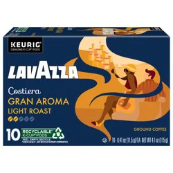 Lavazza Costiera Gran Aroma Single-Serve Keurig K-Cup Pods, Light Roast Coffee, 10 Count Box