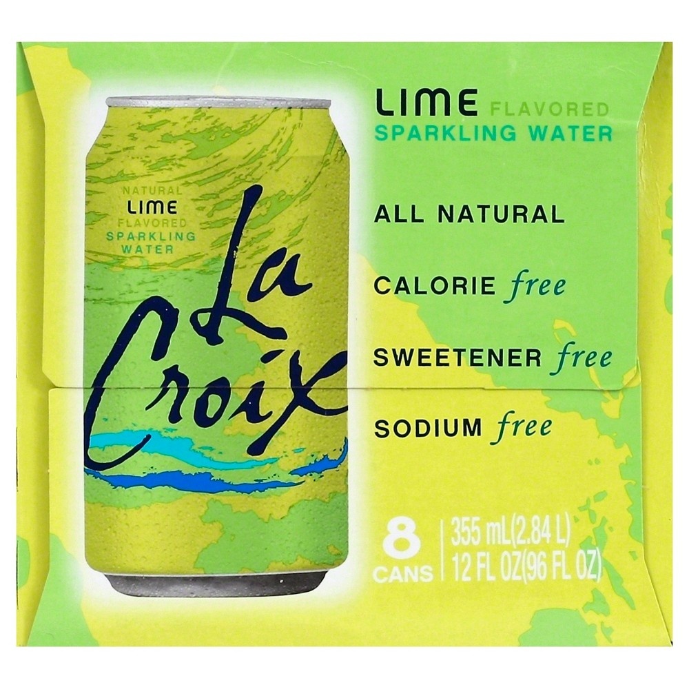 slide 5 of 10, La Croix Sparkling Water Lime, 8 ct; 12 fl oz