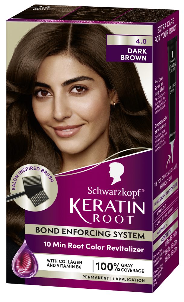 slide 2 of 3, Schwarzkopf Keratin Root 4.0 Dark Brown Permanent Hair Color 1 Each, 1 ct