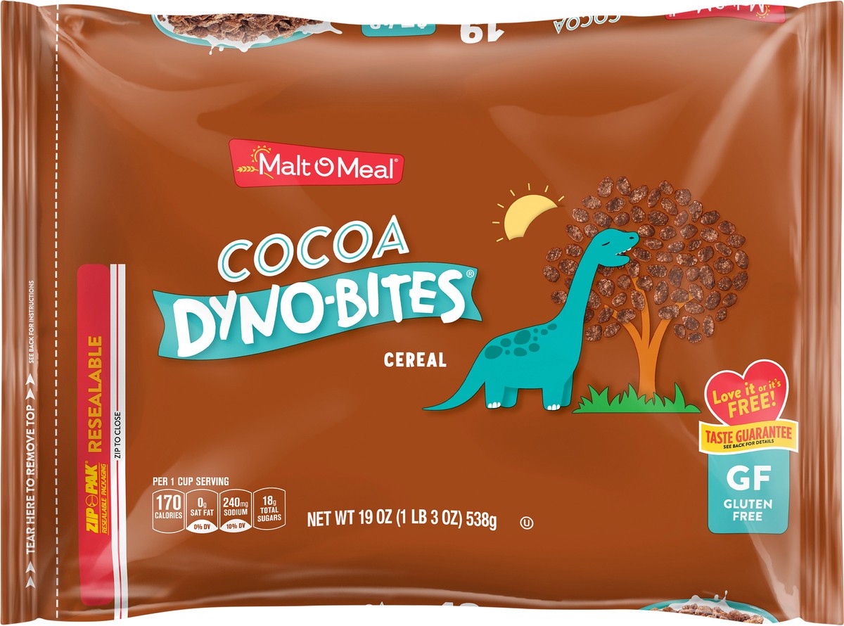 slide 5 of 10, Malt-O-Meal Cocoa Dyno Bites Gluten Free Breakfast Cereal, 19 OZ Bag, 19 oz