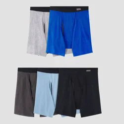 Fruit of the Loom Men's Cool Zone Covered Waistband Boxer Briefs 5pk - Black/Blue/Gray XXL