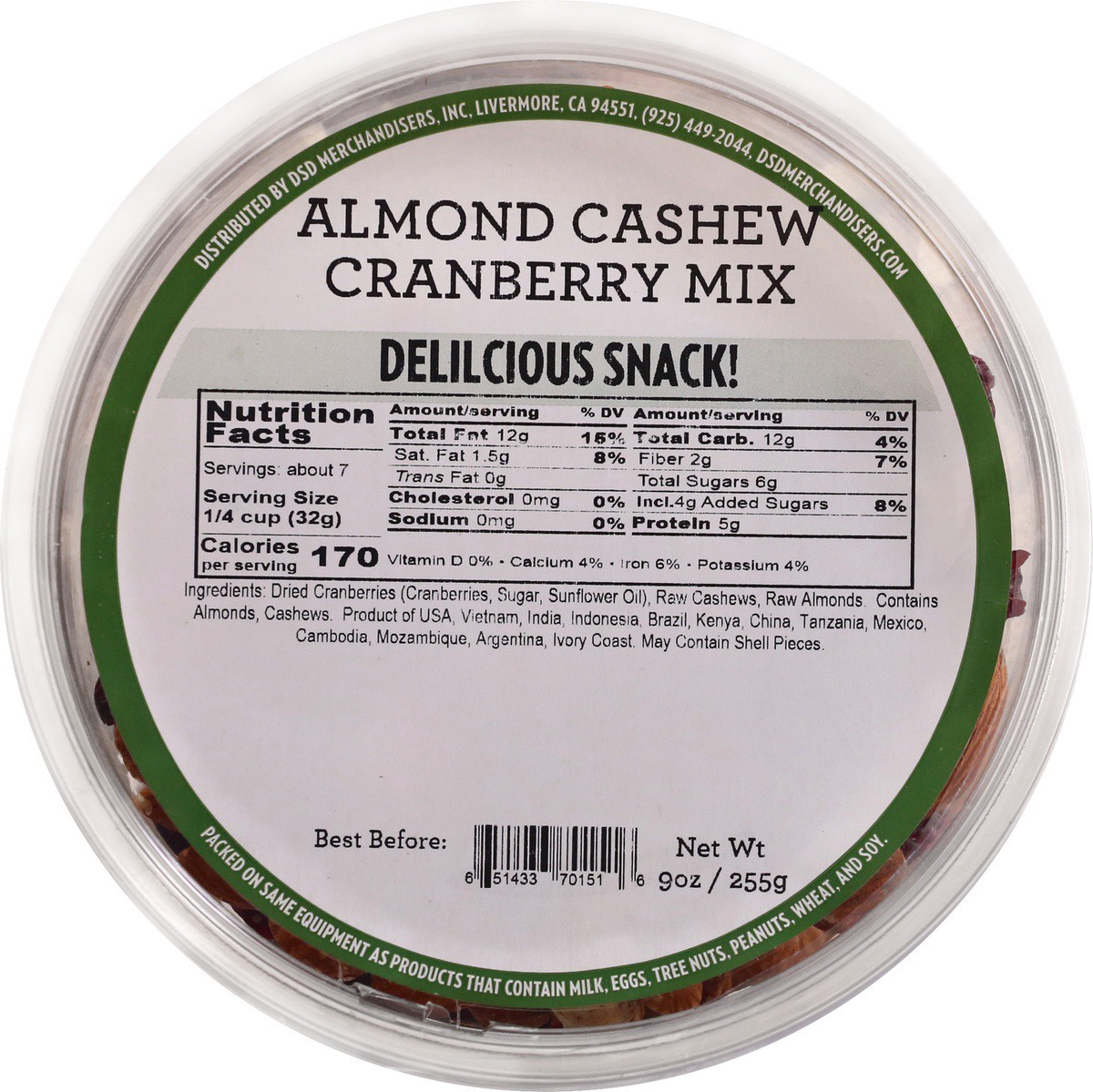 slide 4 of 9, DSD Merchandisers Almond Cashew Cranberry Mix, 9 oz