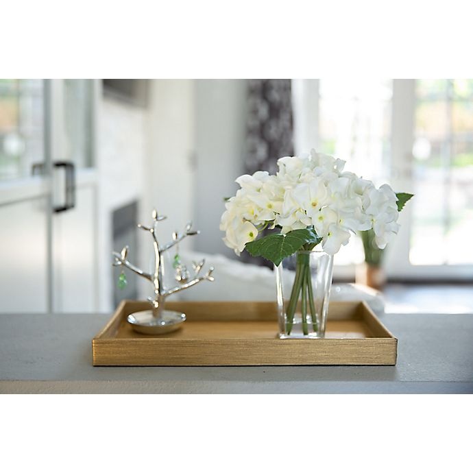 slide 4 of 4, Flora Bunda Artificial Hydrangea Arrangement - White with Clear Glass Vase, 9 in