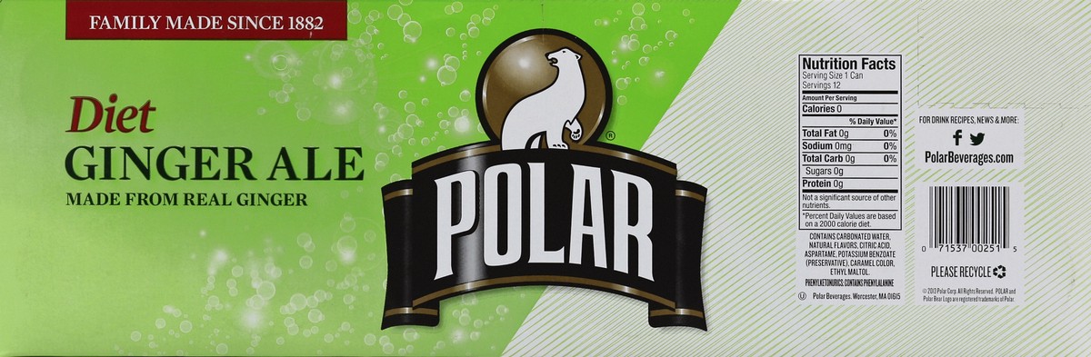 slide 3 of 6, Polar Zero-Calorie Ginger Ale 12 - 12 fl oz Cans, 12 ct