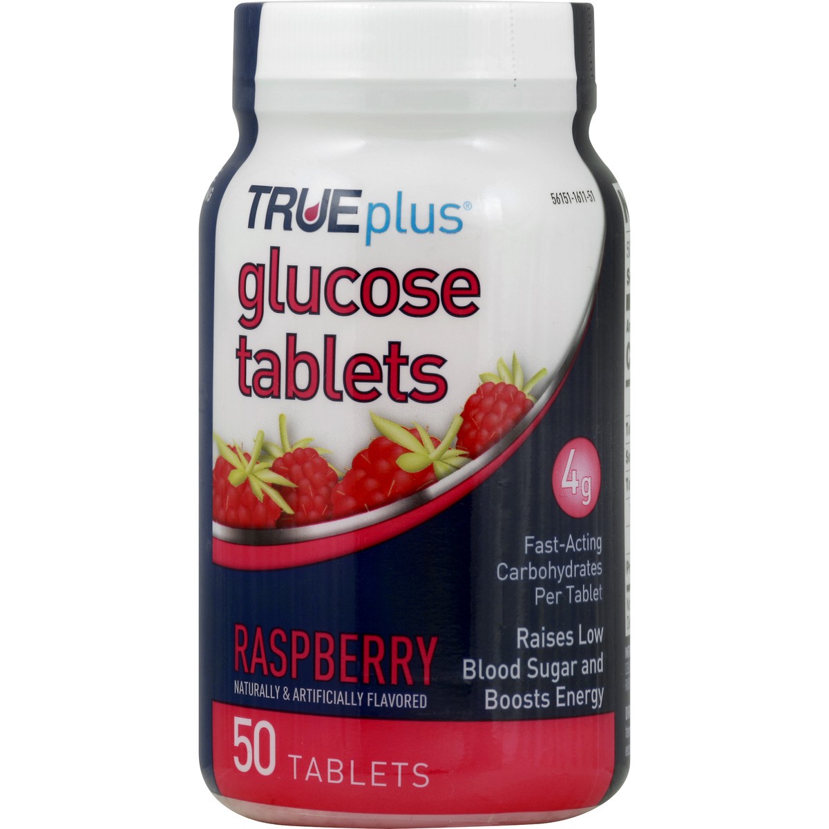 slide 5 of 8, TRUEplus Glucose, 4 g, Tablets, Raspberry, 50 Each, 4 gram