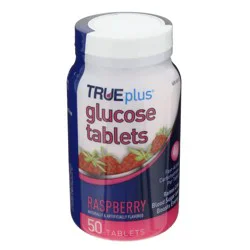 TRUEplus Glucose, 4 g, Tablets, Raspberry, 50 Each