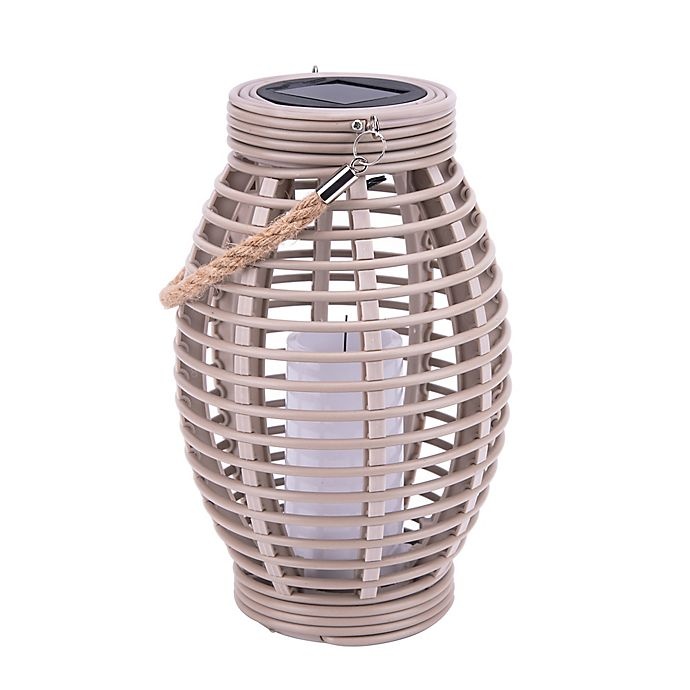 slide 1 of 4, Bee & Willow Home Solar Large Lantern with Rope - Tan, 1 ct