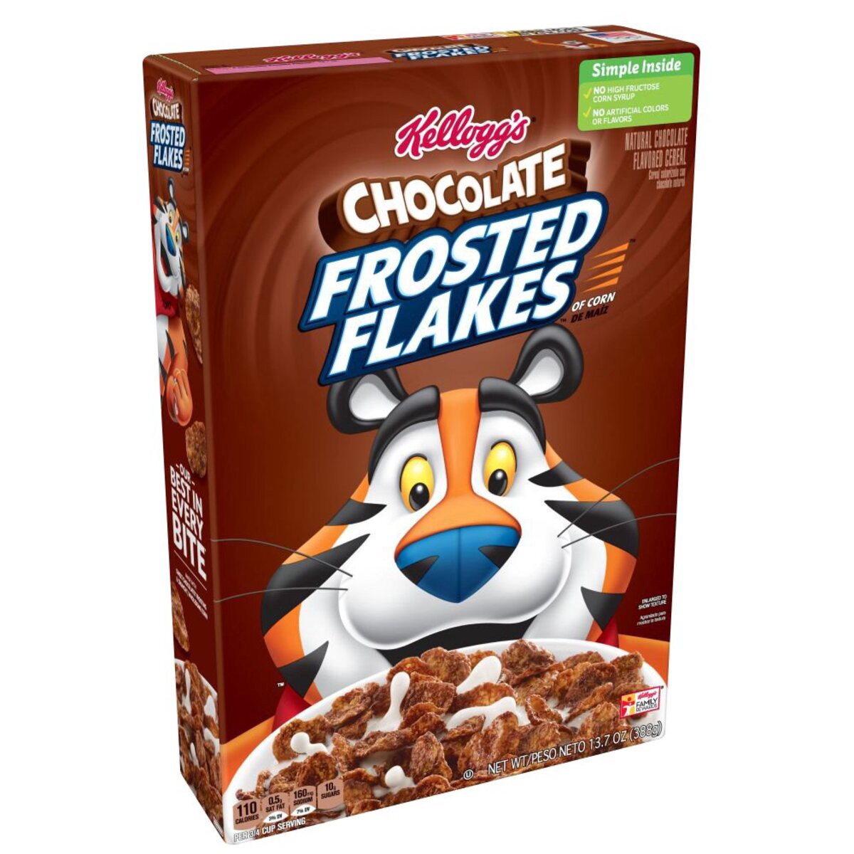 slide 7 of 8, Frosted Flakes Kellogg's Frosted Flakes Cold Breakfast Cereal, 8 Vitamins and Minerals, Kids Snacks, Chocolate, 13.7oz Box, 1 Box, 13.7 oz