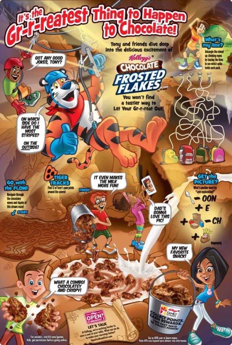 slide 2 of 8, Frosted Flakes Kellogg's Frosted Flakes Cold Breakfast Cereal, 8 Vitamins and Minerals, Kids Snacks, Chocolate, 13.7oz Box, 1 Box, 13.7 oz