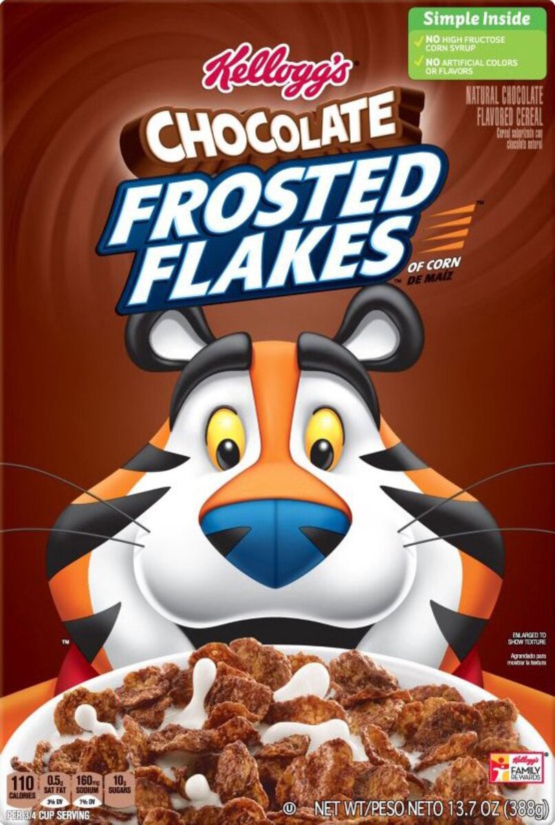 slide 3 of 8, Frosted Flakes Kellogg's Frosted Flakes Cold Breakfast Cereal, 8 Vitamins and Minerals, Kids Snacks, Chocolate, 13.7oz Box, 1 Box, 13.7 oz