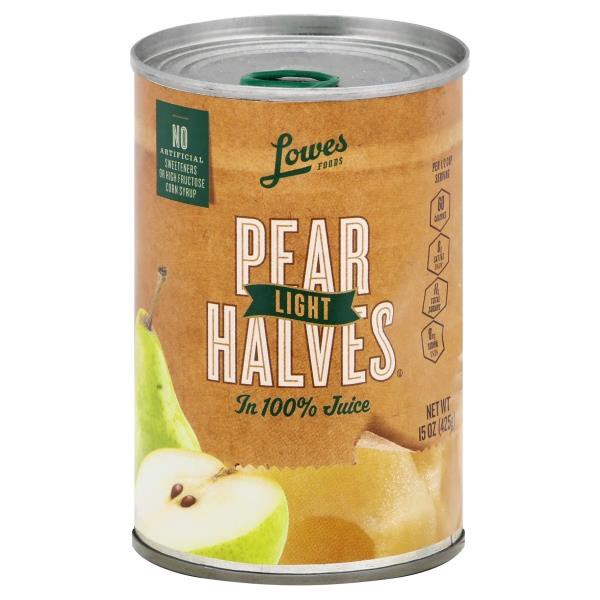 slide 1 of 1, Lowes Foods Light Pear Halves In Juice - 15 oz, 15 oz