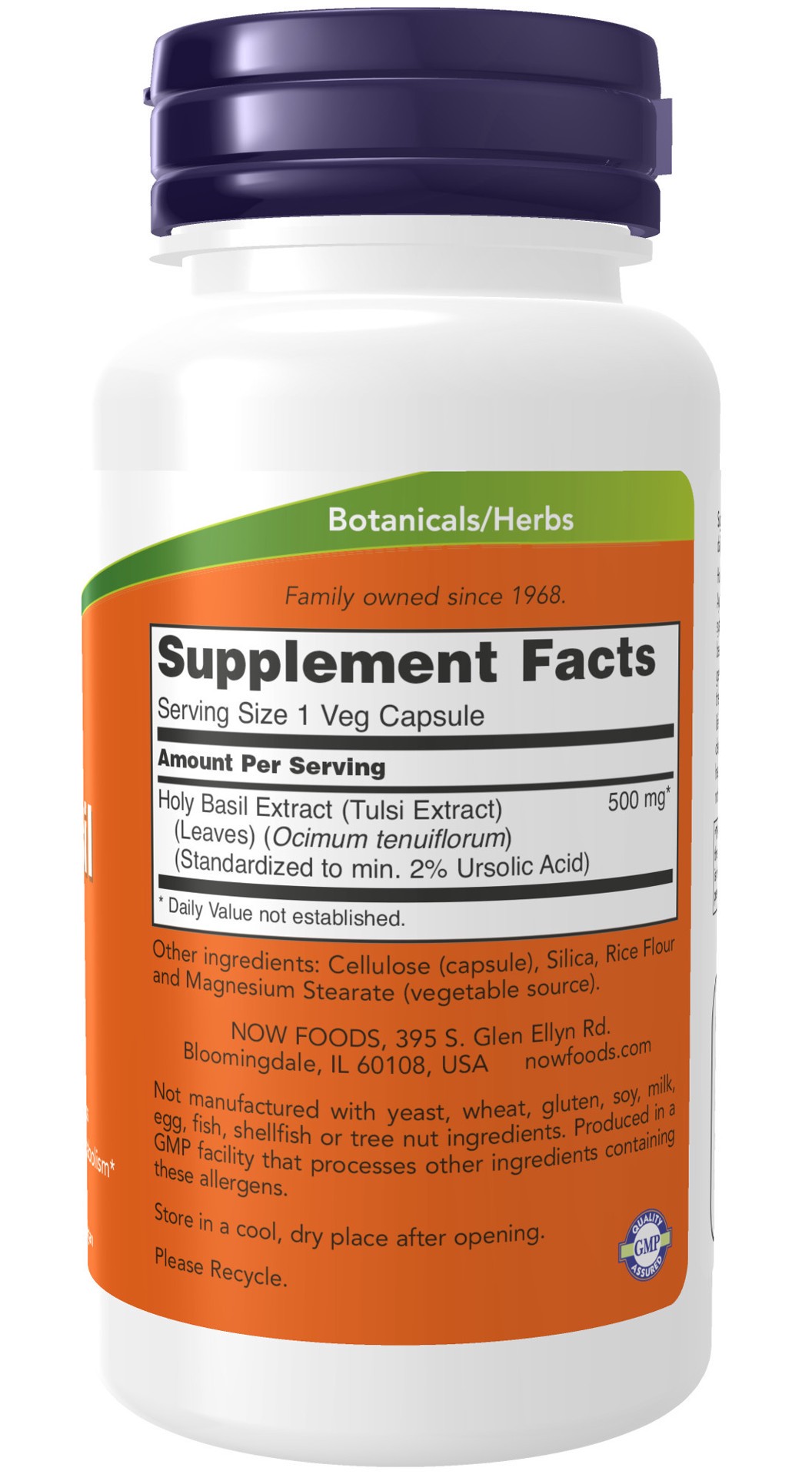 slide 4 of 4, NOW Holy Basil Extract 500 mg - 90 Veg Capsules, 90 ct