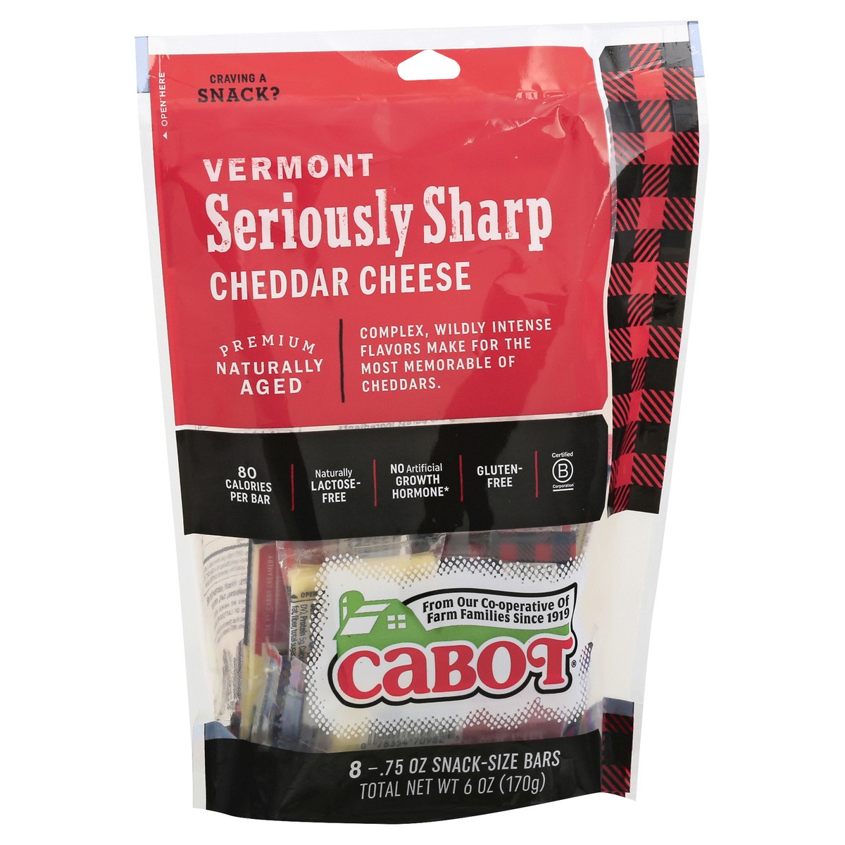 slide 3 of 10, Cabot Seriously Sharp Cheddar Cheese Snacks, 8 ct, 6 oz