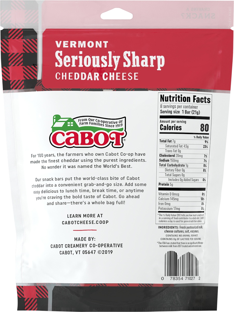 slide 5 of 6, Cabot Seriously Sharp Cheddar Cheese Snacks, 8 ct